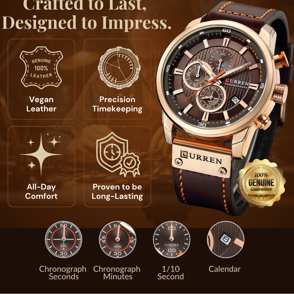 Elegant Quartz Watch with Leather Band