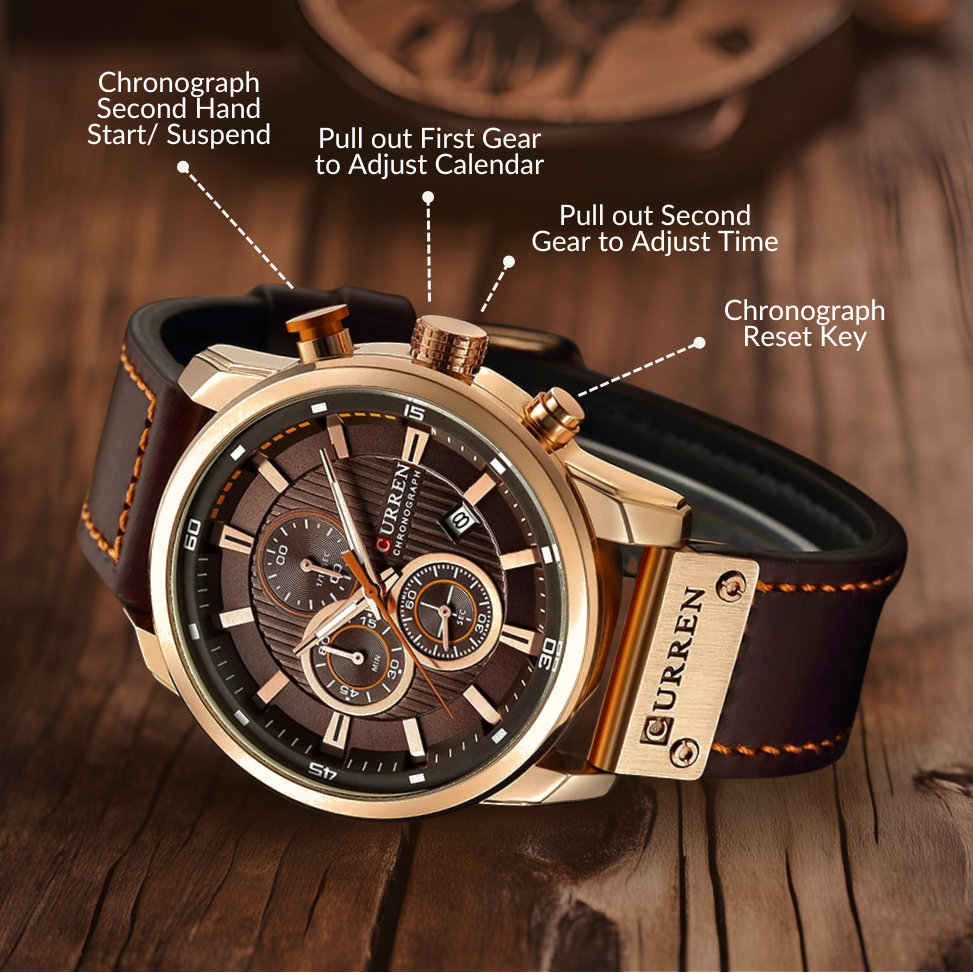 Elegant Quartz Watch with Leather Band