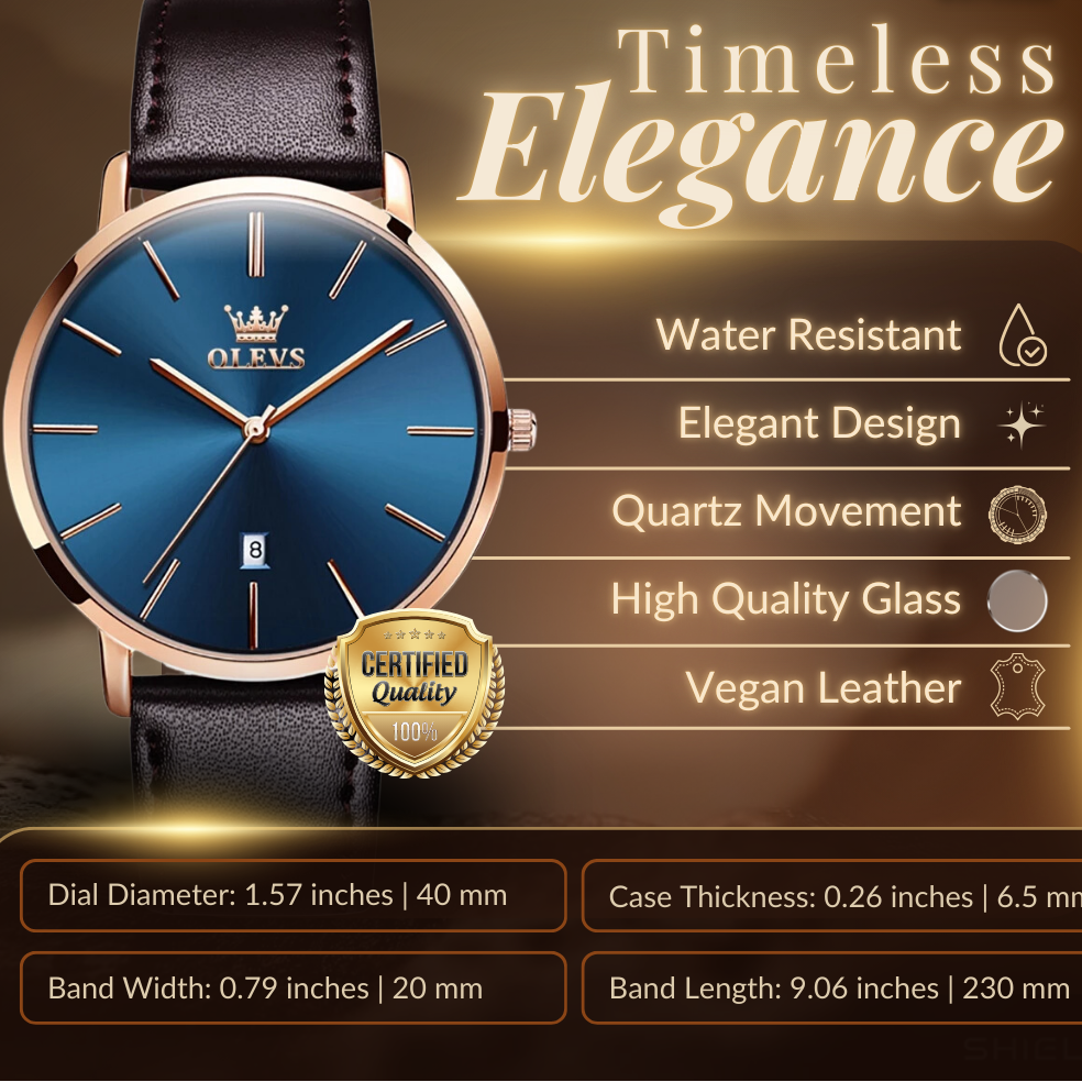 Leather Band Car Date Watch