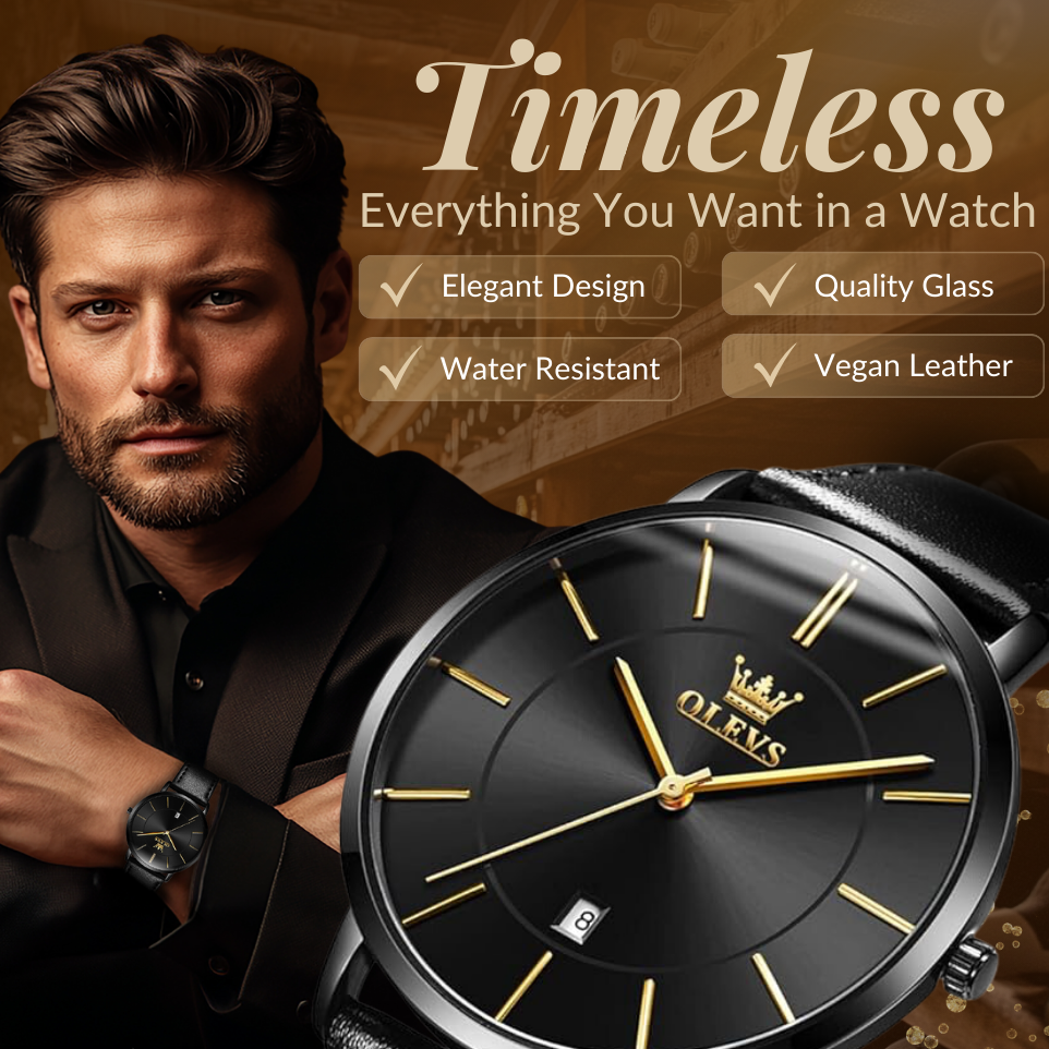 Leather Band Car Date Watch