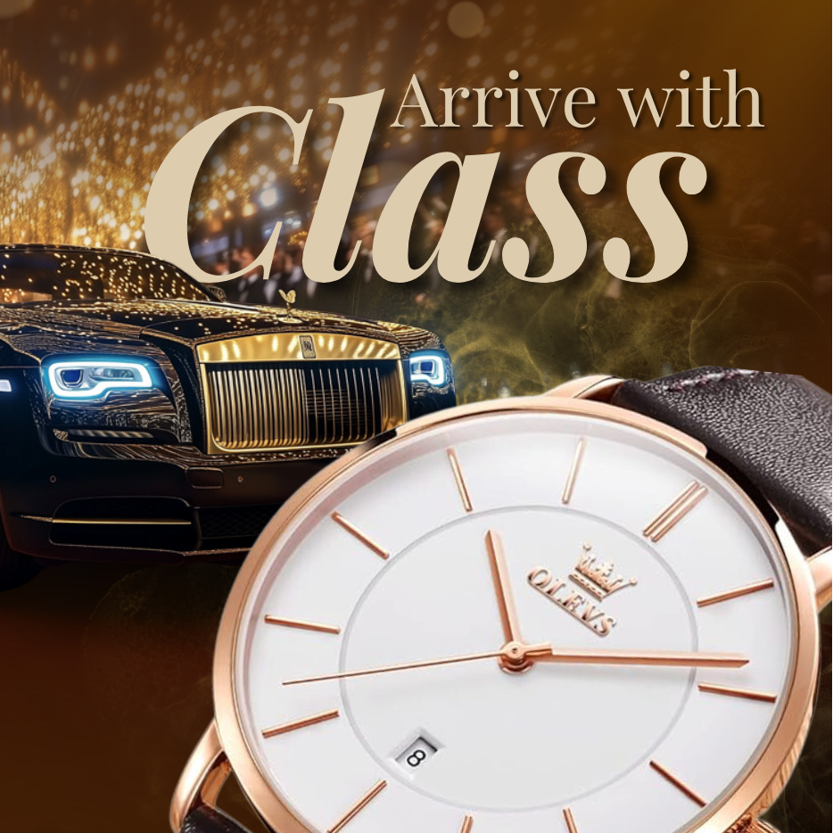 Leather Band Car Date Watch