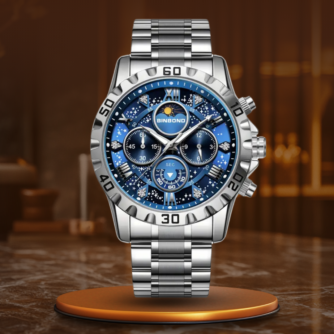 Luxury Chronograph Watch with Metal Band