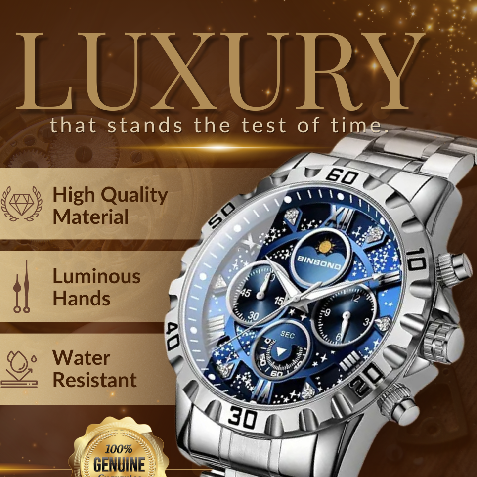 Luxury Chronograph Watch with Metal Band