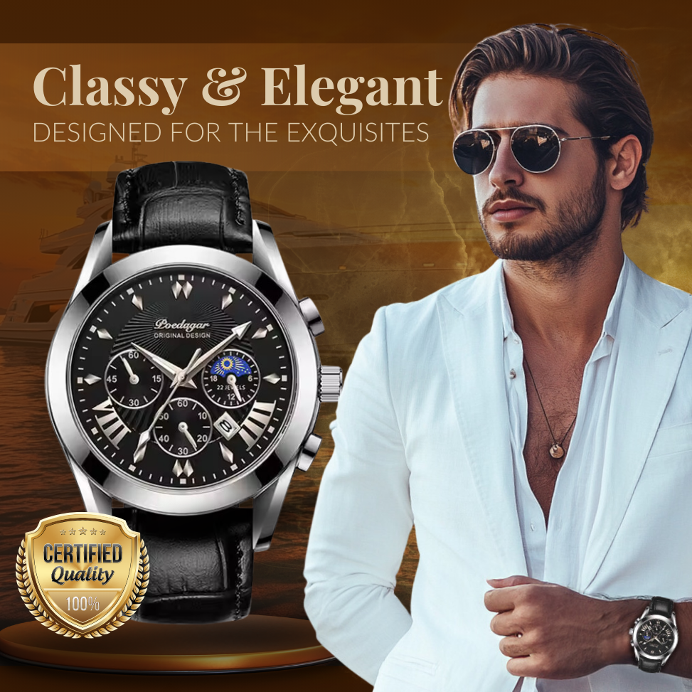 Sleek Leather Band Luxury Watch
