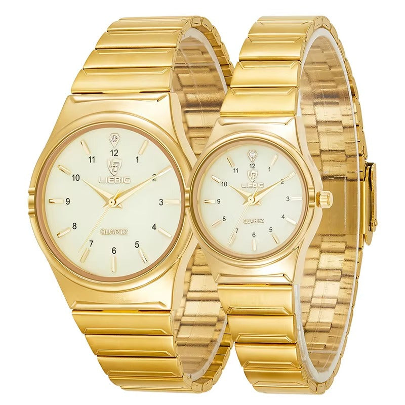 Classy Silver Toned Couple Wristwatch