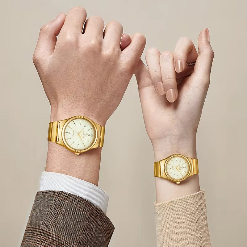 Classy Silver Toned Couple Wristwatch