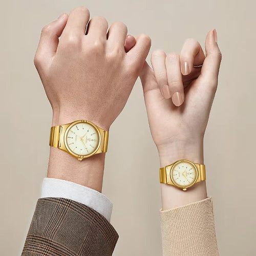 Classy Silver Toned Couple Wristwatch